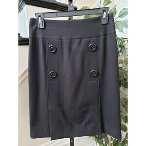 Etcetera Straight & Pencil Skirt Womens Size 6 Black Solid Front Button Back Zip